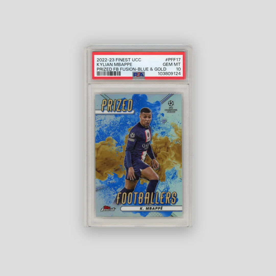 2022-23 Finest Kylian Mbappe Prized Footballers Fusion Blue/Gold #PFF-17 (PSA 10)