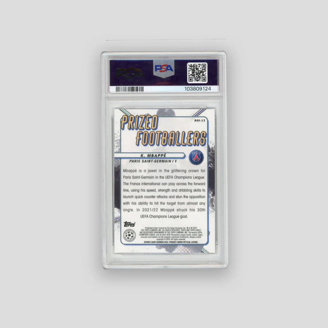 2022-23 Finest Kylian Mbappe Prized Footballers Fusion Blue/Gold #PFF-17 (PSA 10) - Image 2