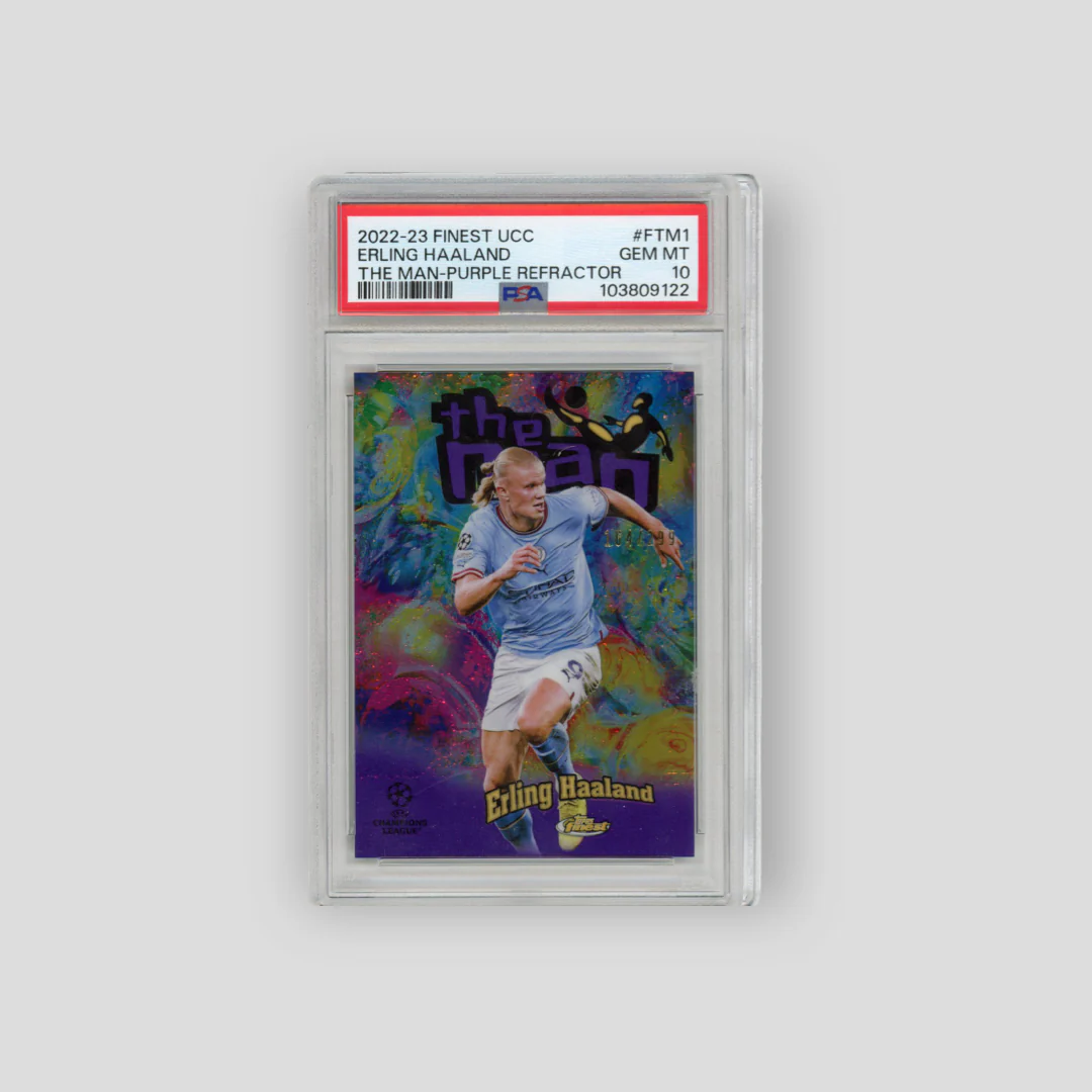 2022-23 Topps Finest The Man Erling Haaland Purple Refractor /299 (PSA 10)