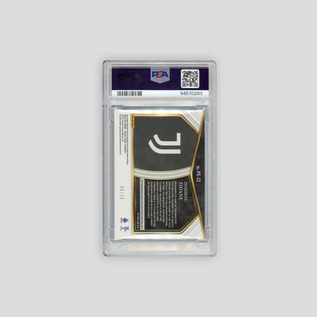 2023-24 Panini Select Serie A Zinedine Zidane Pitchside Signature Tie Dye /15 #PSZZ (PSA 9) - Image 2
